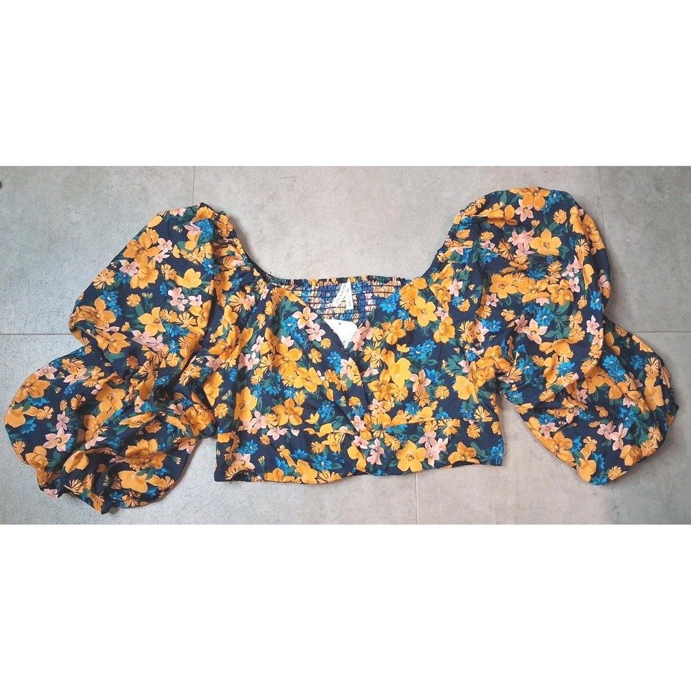 New Live 4 Truth Floral Crop Top Ruffle Sleeves XL Girly Brunch Vacation Resort - Picture 2 of 10